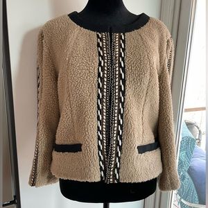 Blank (Bl^nk) London Fleece Faux Fur Beaded Cropped Jacket